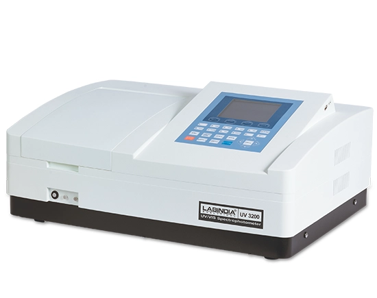 Double Beam UV Visible Spectrophotometer available as either a standalone instrument of a PC-control